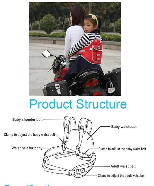 KidSafe™ Premium Baby Safety Belt for 2 Wheeler | Adjustable Kids Safety Harness for Bike & Scooter | Child Ride-Along Security Strap