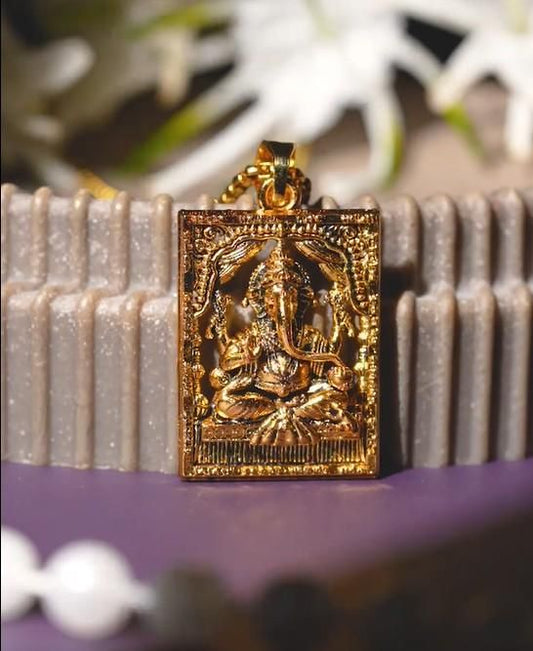 Gold Plated Ganeshji Pendant with Chain – Ganpati Bappa Necklace for Men & Women