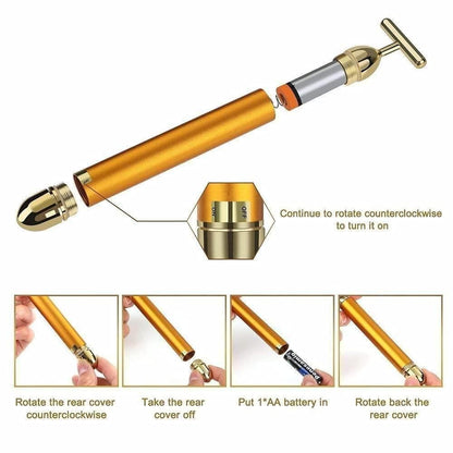 GlowLift™ Skin Tightening & Anti-Aging 24K Gold Electric Beauty Bar Roller – Vibrating Facial Massager