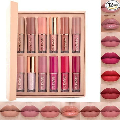 Velvet Matte Liquid Lipstick Set – 12-Piece Long-Wear, Smudge-Proof Lip Color Collection