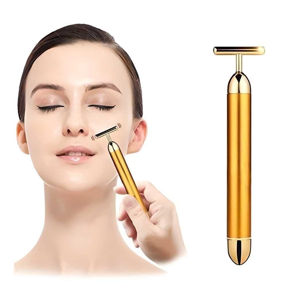 GlowLift™ Skin Tightening & Anti-Aging 24K Gold Electric Beauty Bar Roller – Vibrating Facial Massager
