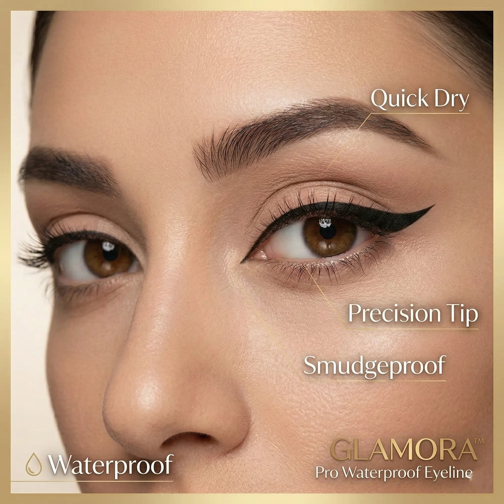 Glamora™ Pro Waterproof Eyeliner– Quick Dry Smudgeproof Liquid Liner Buy 1 Get 1